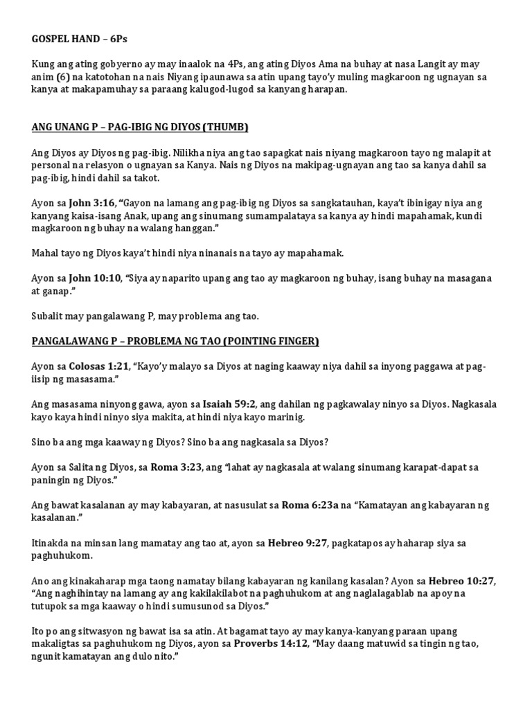 Gospel Hand - 6Ps Script | PDF