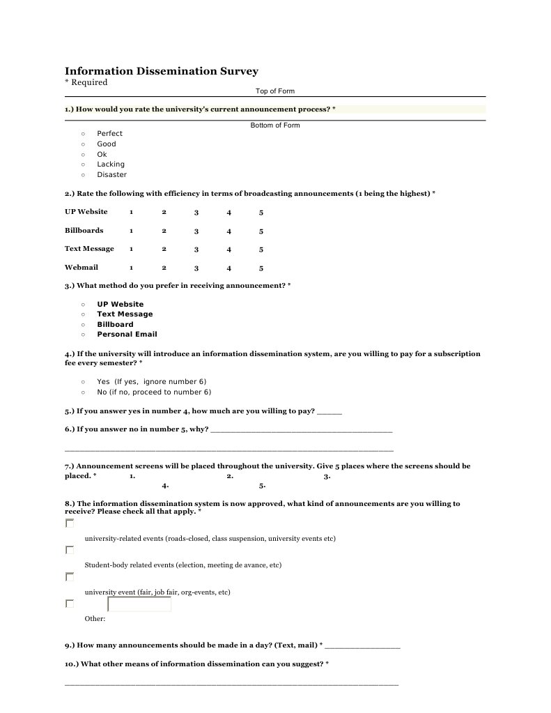 University Announcement Process Survey | PDF
