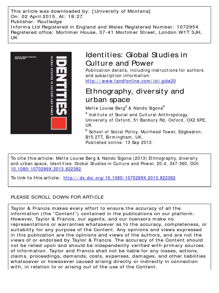 Identities: Global Studies in Culture and Power | PDF ...