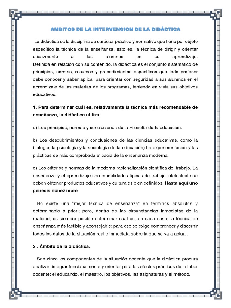 Ambitos de La Intervencion de La Didáctica1 Maestros