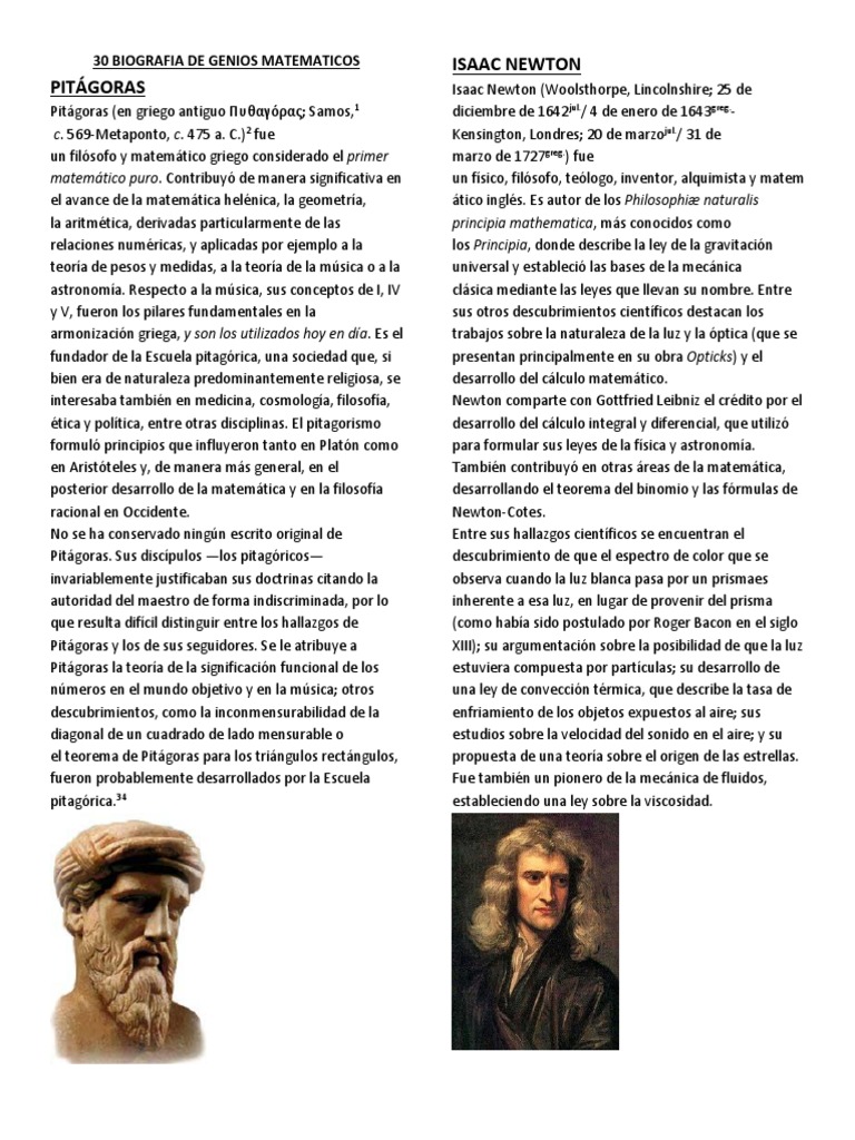 30 Biografia de Genios Matematicos | PDF | Euclides | Axioma