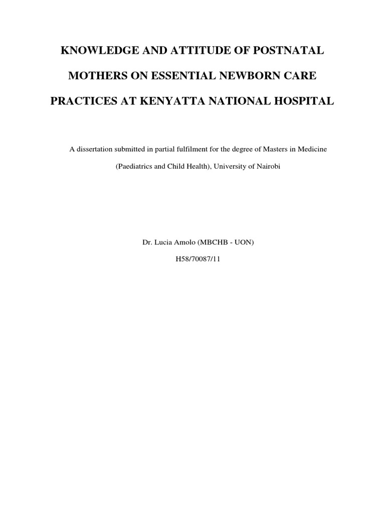 Amolo - Knowledge and Attitude of Postnatal Mothers On Essential ...
