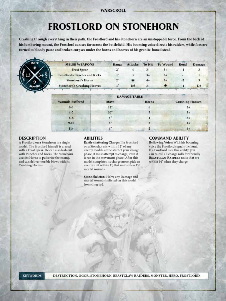 Frostlord Sur Stonehorn - Warhammer Age Of Sigmar - Ogor Mawtribes - Occasion