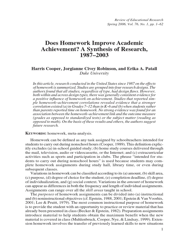 Positive effects of homework picture