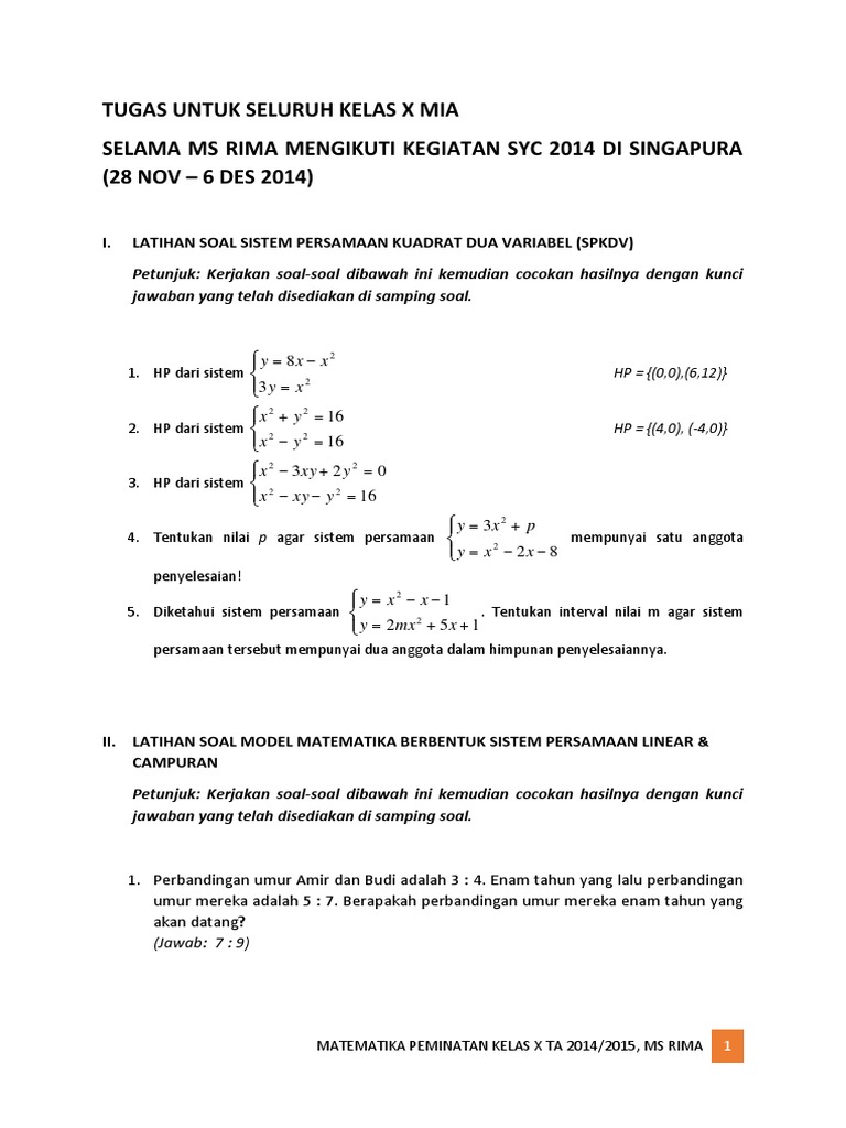 Tugas Untuk Seluruh Kelas X Mia Rima
