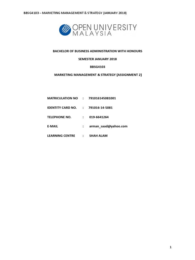 Marketing Management & Strategy - Assignment 2 | PDF | Parking | Marketing