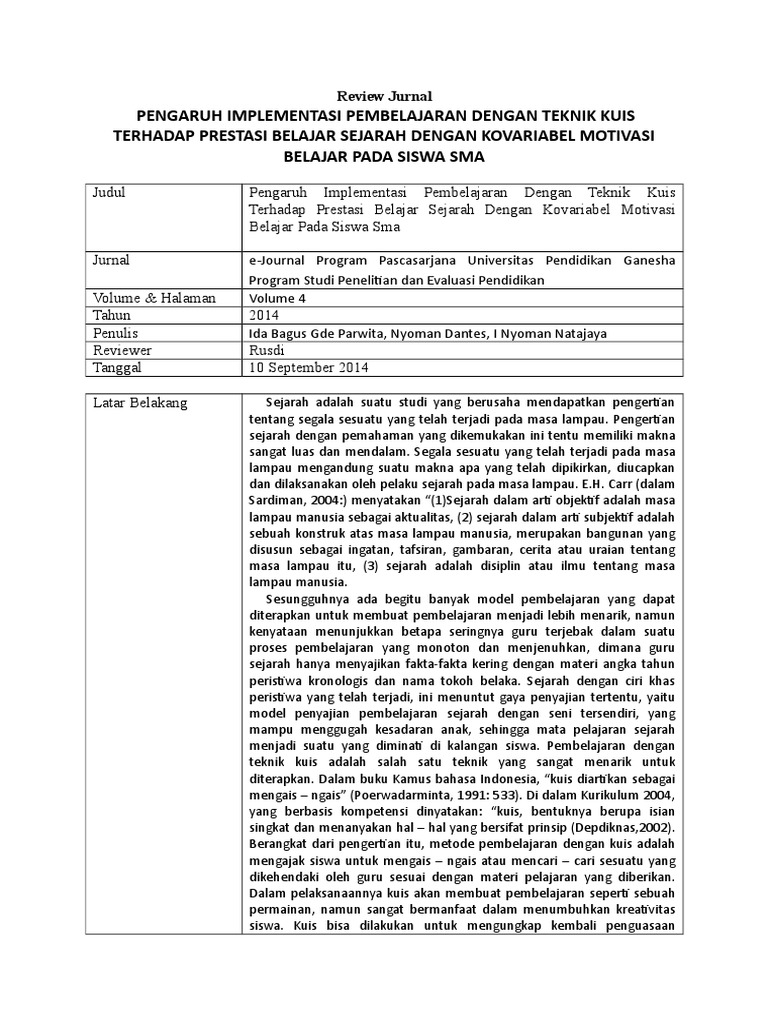 Contoh Review Jurnal Pdf