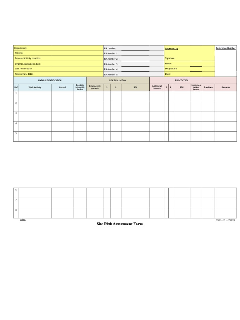 Site Risk Assessment Form | PDF