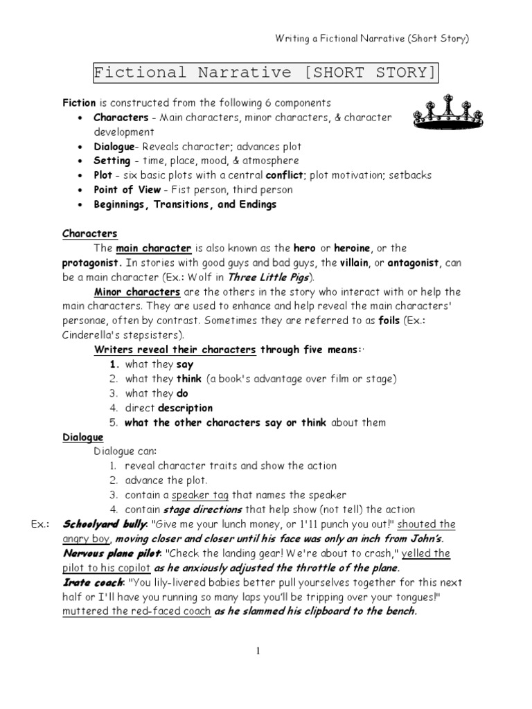 Fictional Narrative Elements Narration Grammar