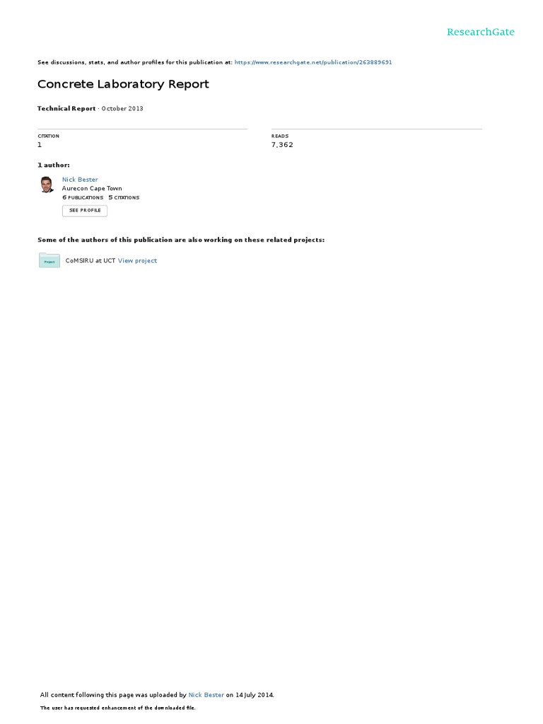 Concrete Mix Design Lab Report PDF Concrete Sand