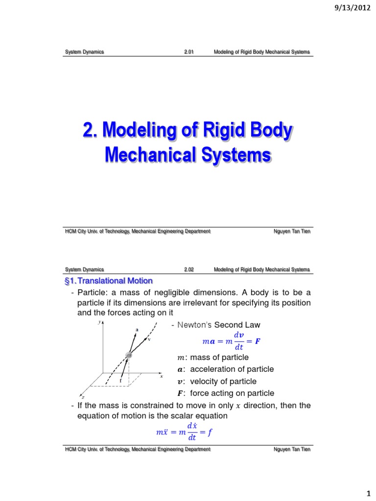 Rigid Body Mechanical Systems Modeling | PDF | Rotation Around A Fixed ...