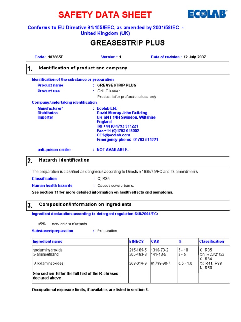 Grease Strip Plus PDF Toxicity Waste Management