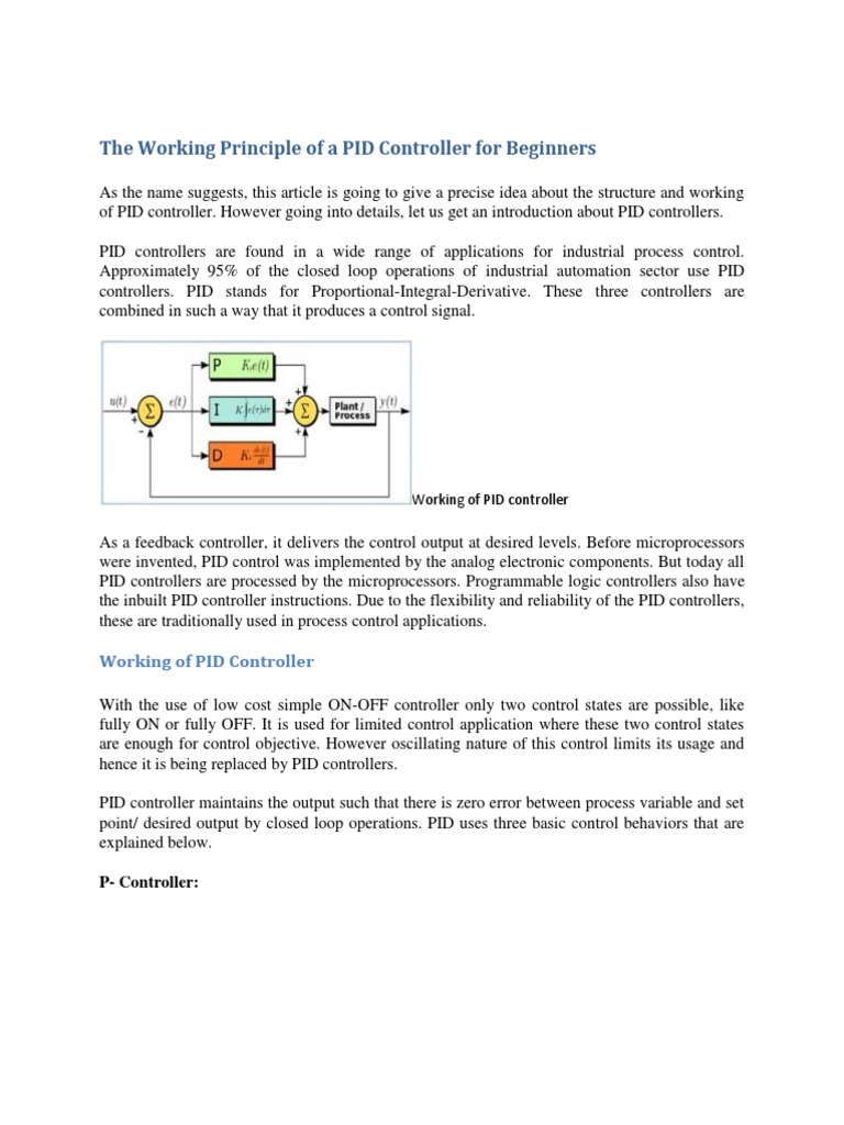 PID Controller Working Principle Explained For Beginners | PDF ...