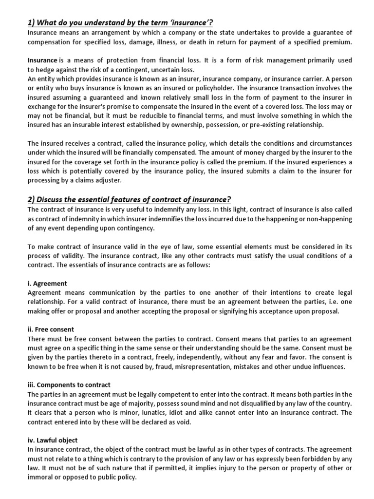 Insurance Notes | Insurance | Life Insurance