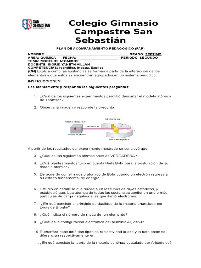 Pap De Química Ii Periodo 7 átomos Núcleo Atómico