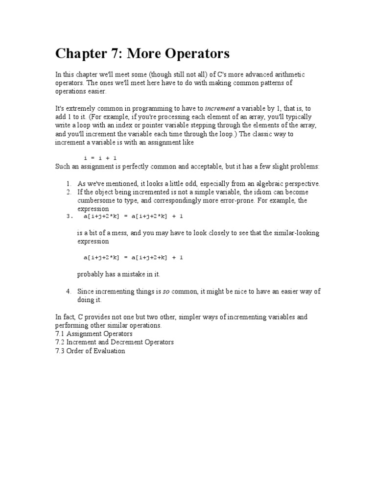 7 More Operators | PDF