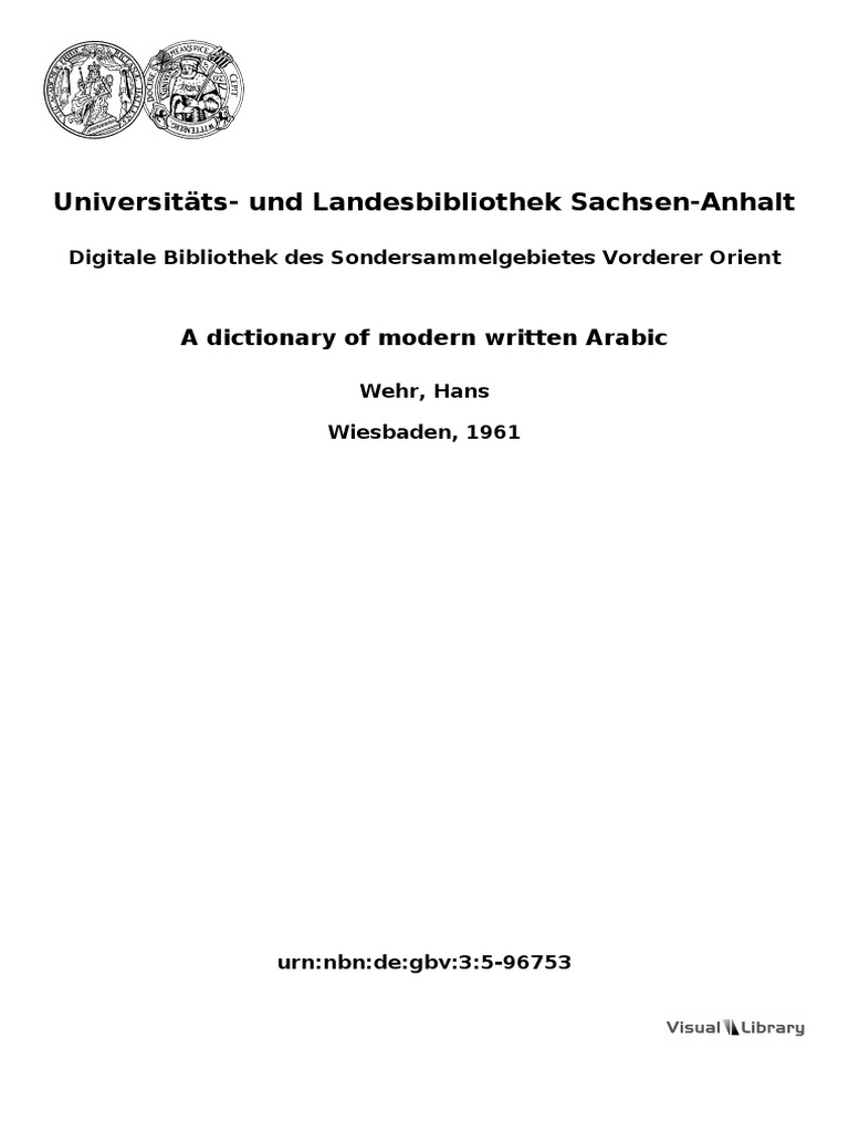 Hans Wehr Dictionary Arabic Dialect