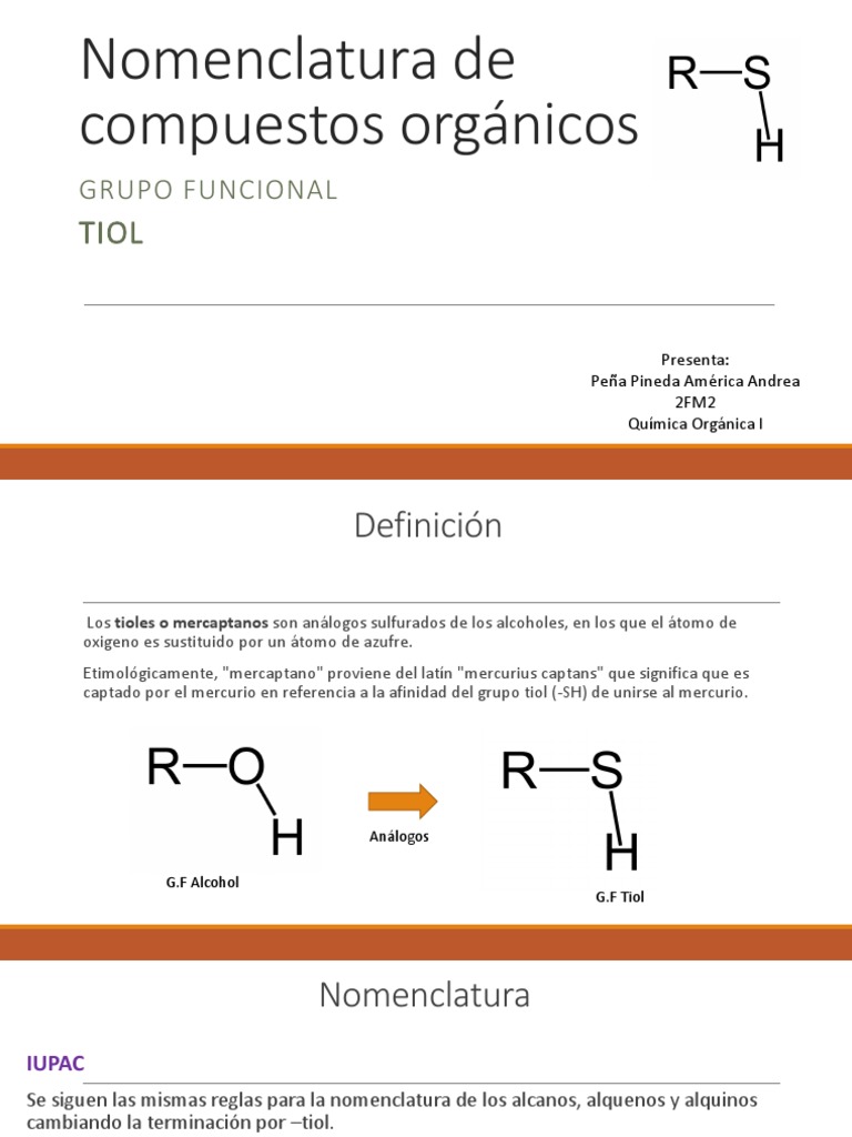 Nomenclatura de Tioles en Química Orgánica | PDF | Tiol | Compuestos de ...