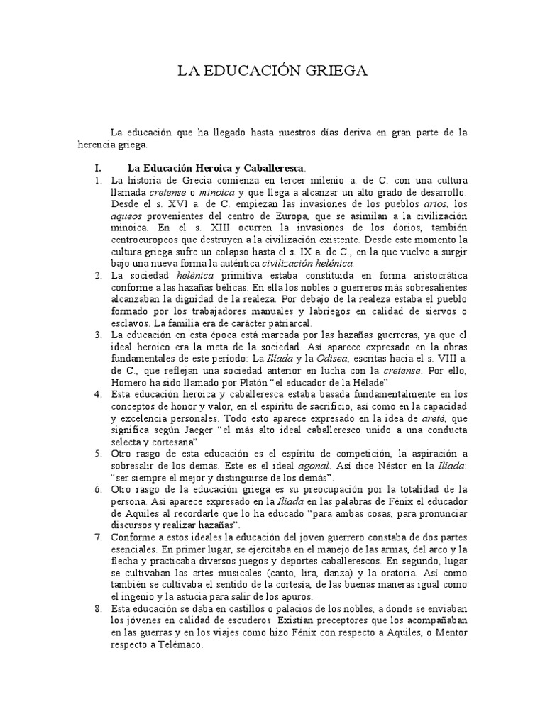 La Educacion Griega 02 | PDF | Esparta | Antigua Grecia