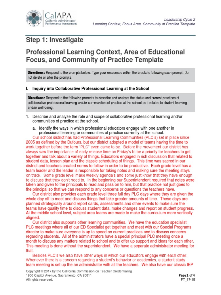 Calapa c2 s1 Annajohnson PDF Teachers Classroom