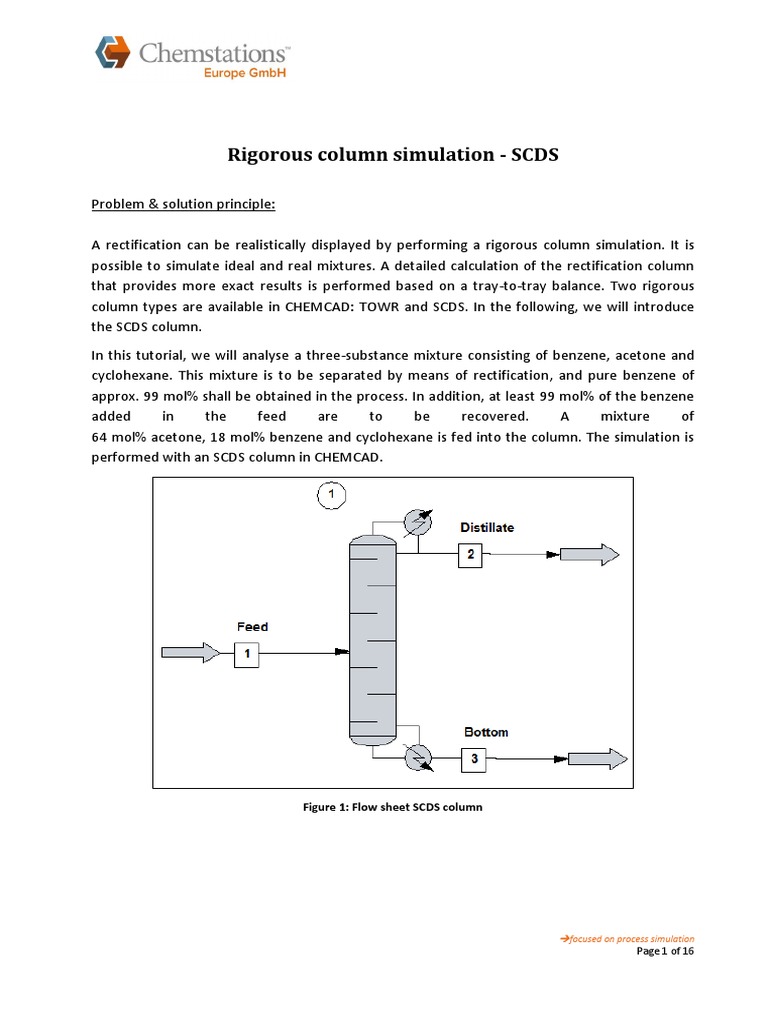 SCDS Column Simulation for Benzene Separation | PDF | Distillation ...