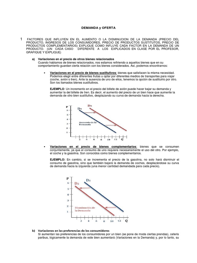 Factores que influyen en la demanda y oferta y sus efectos en el ...