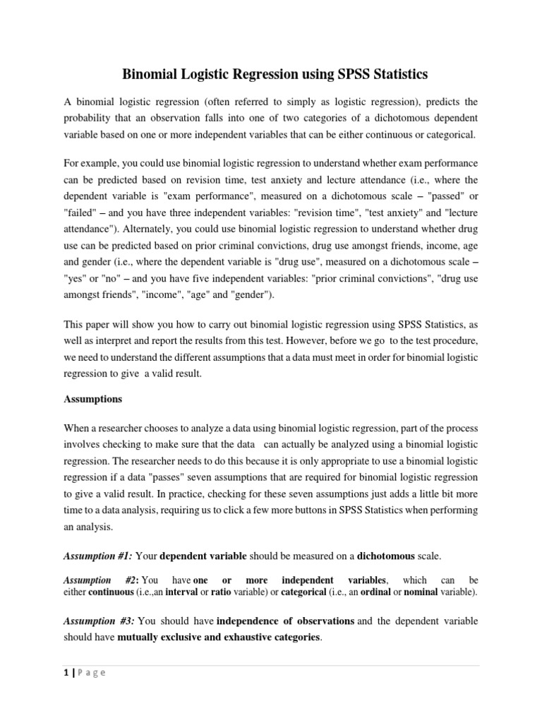 9STEPSBinomial Logistic Regression EDWINABU | PDF | Logistic Regression |  Categorical Variable