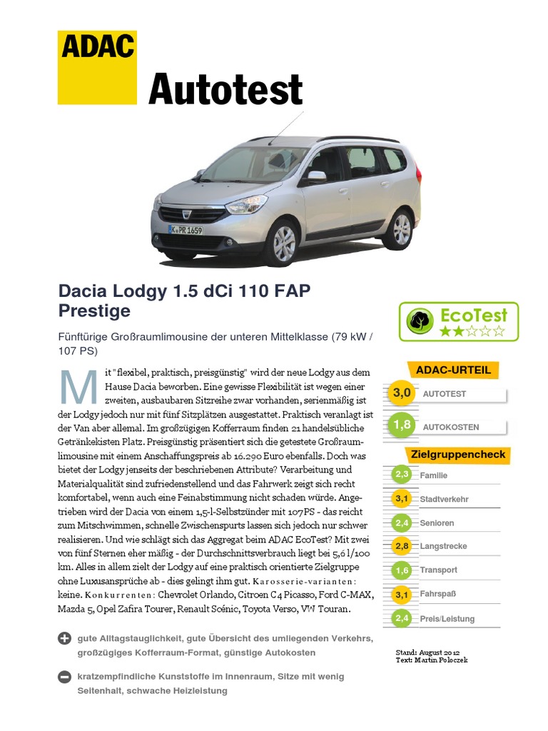 Dacia Lodgy 1 5 Dci 110 Fap Prestige