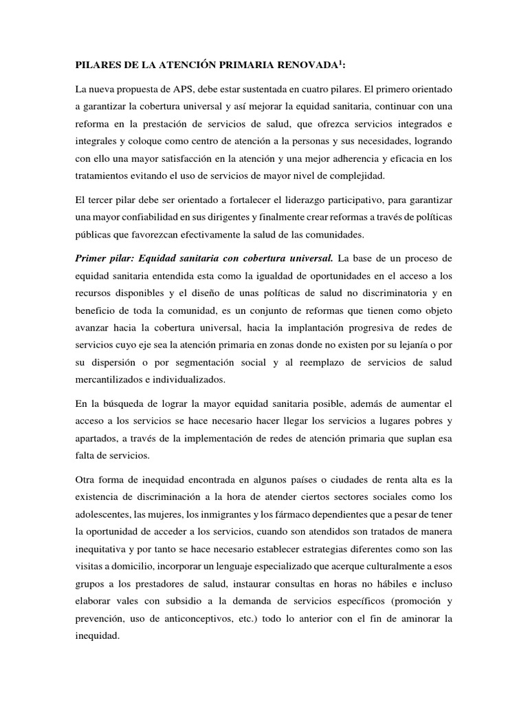 Pilares de La Atención Primaria Renovada | PDF | Sistema de salud ...