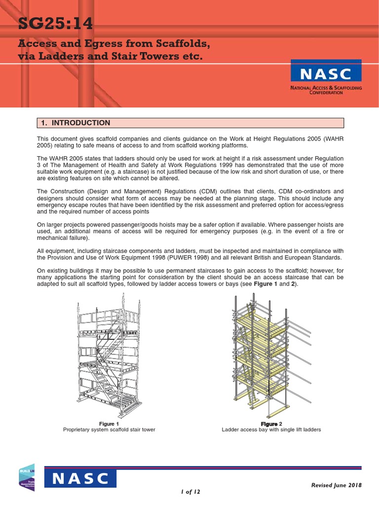 SG25-14 Access and Egress From Scaffolds, Via Ladders and Stair Towers ...