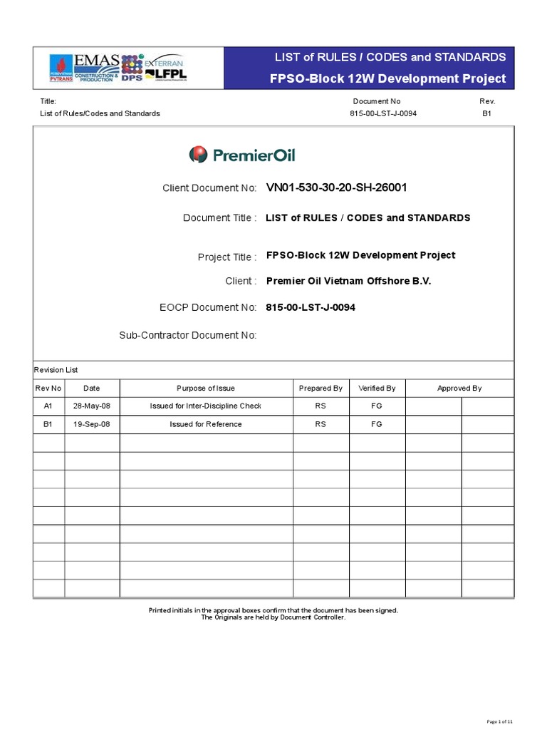 FPSO Codes and Standards Overview | PDF | Pipe (Fluid Conveyance ...