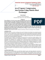 Analysis of Vapour Compression Refrigeration System Using Matrix Heat Exchanger