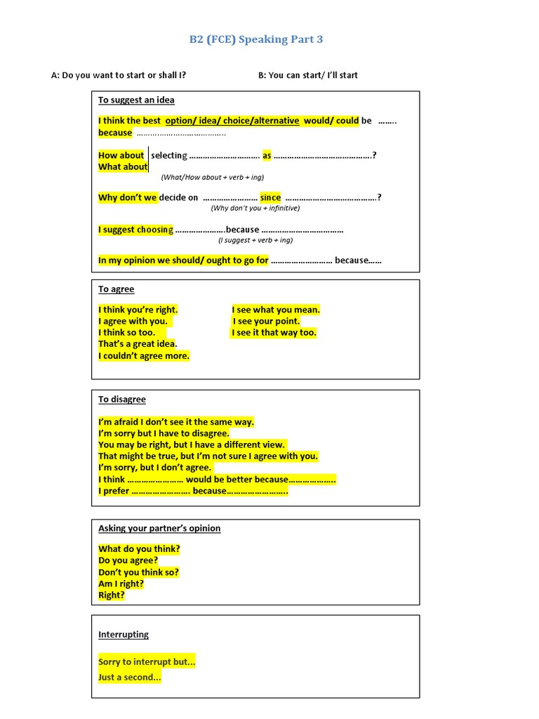 B2 Speaking Expressions Part 3 | PDF