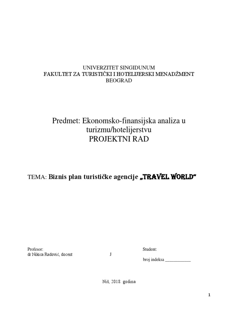 Biznis Plan Projektni Rad | PDF