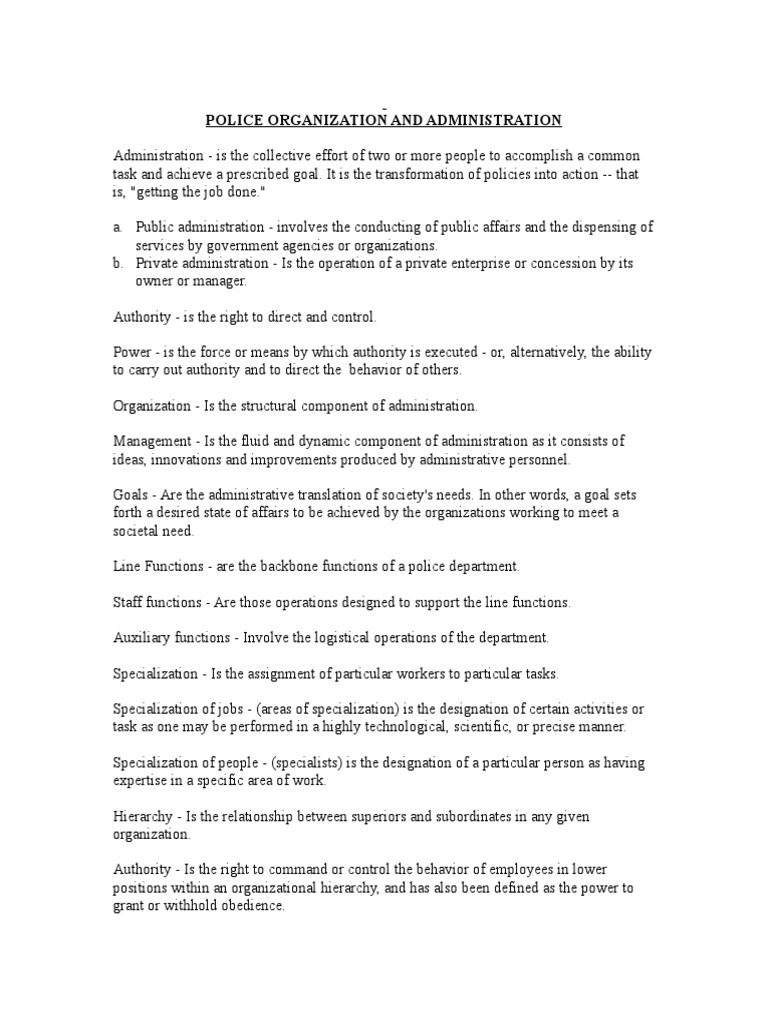 Police Organization and Administration | PDF | Public Administration ...