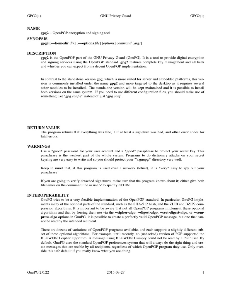 GPG 2 | PDF | Key (Cryptography) | Information Technology Management