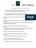 Frankenstein Act 1 Comprehension Questions 1