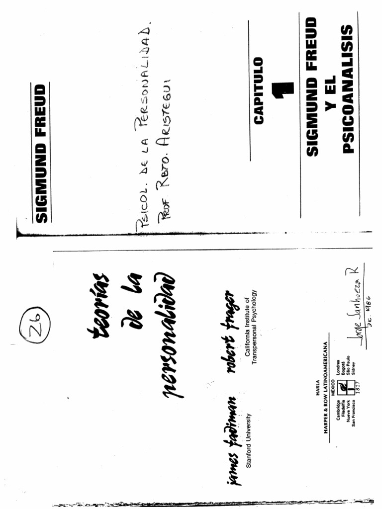 Fadiman Y Frager Teorias De La Personalidad Cap 1 Freud Y El Psicoanalisis 1 Pdf Psicoanalisis Psicoterapia