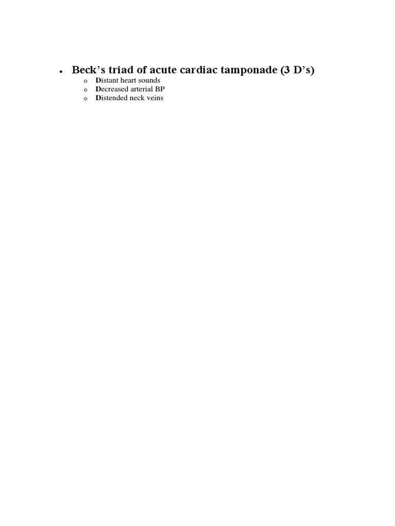 Understanding Beck's Triad in Cardiac Tamponade | PDF | Organ (Anatomy ...