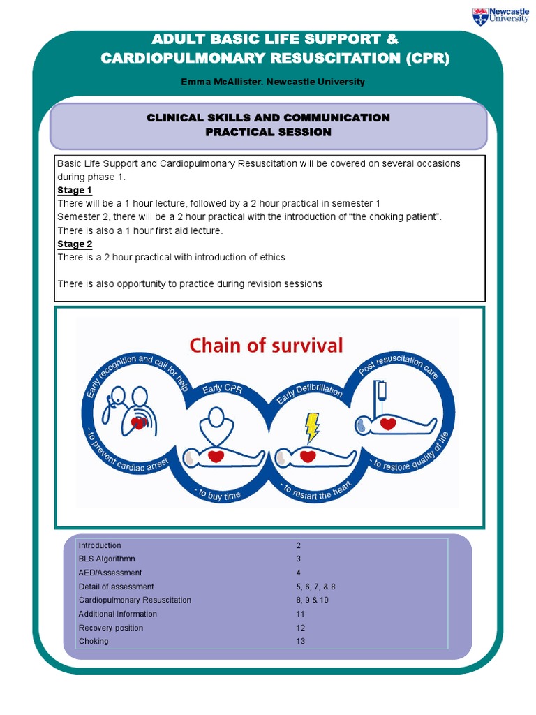 Adult Basic Life Support & Cardiopulmonary Resuscitation (CPR) | PDF ...