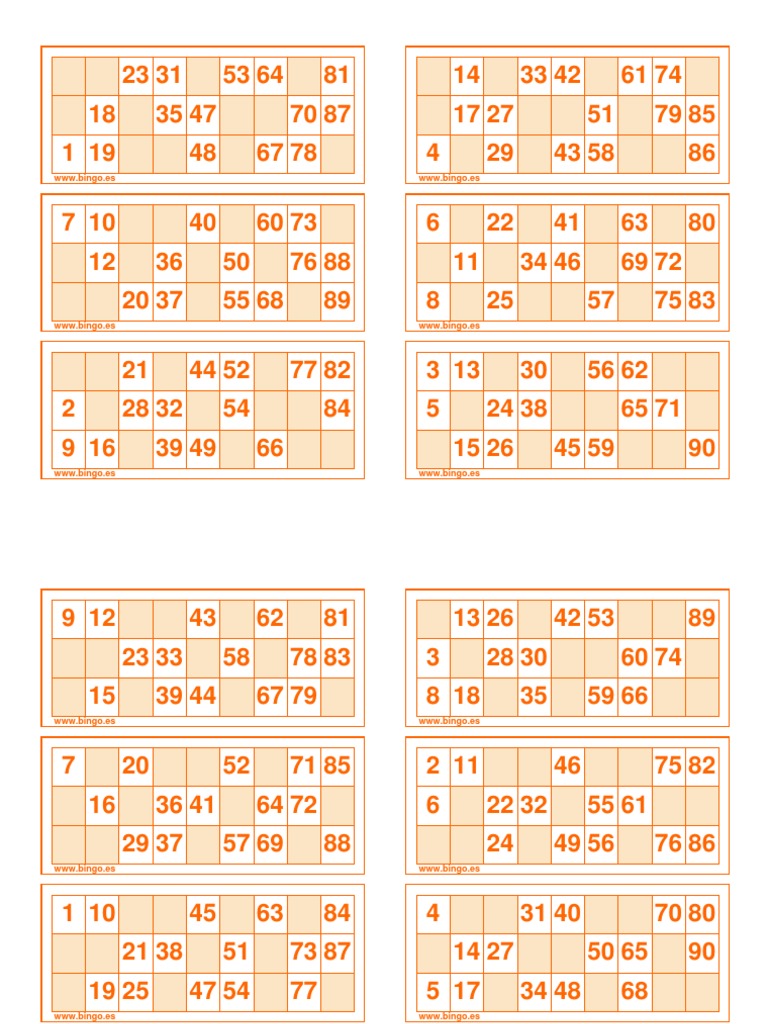 Cartones de bingo de 80 bolas para imprimir pdf de los dos gratis
