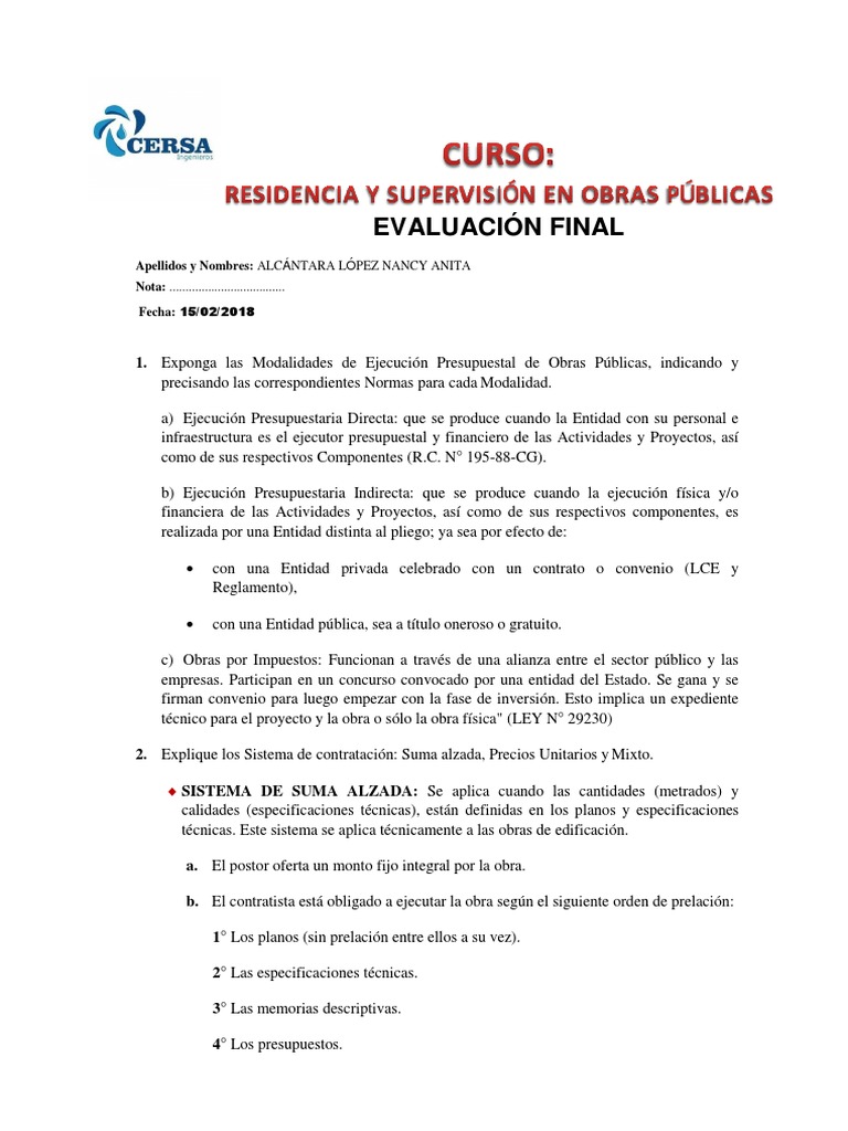 Residencia y Supervisión de Obras Públicas | PDF | Presupuesto | Gobierno