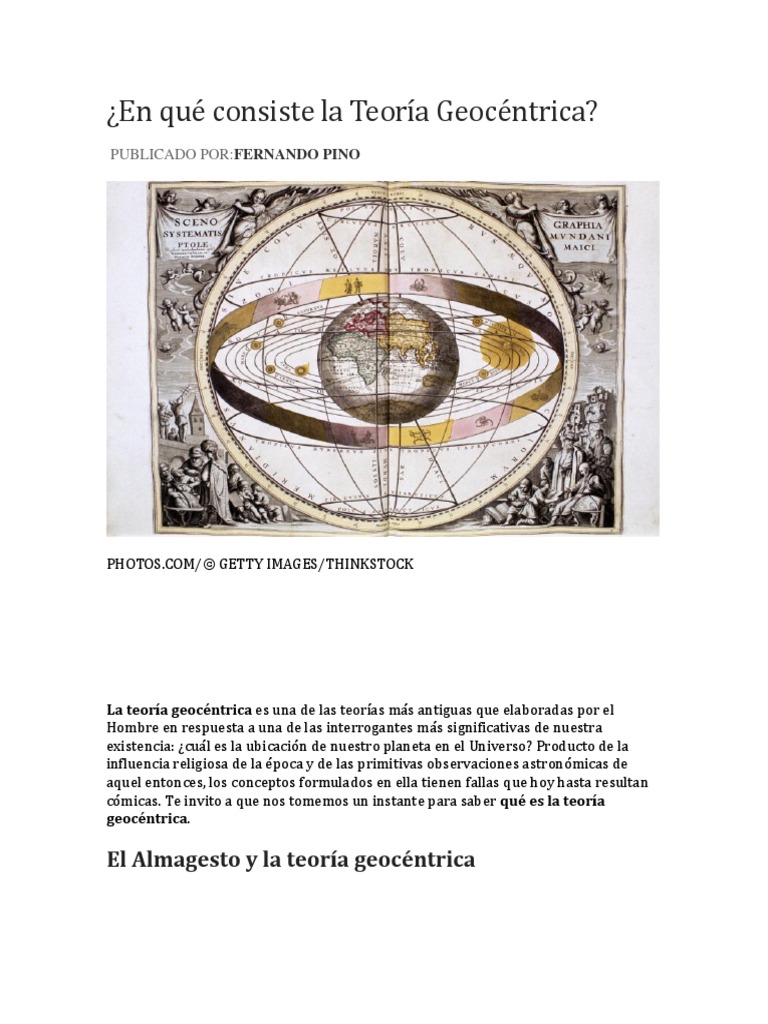 En Qué Consiste La Teoría Geocéntrica PDF Nicolás Copérnico