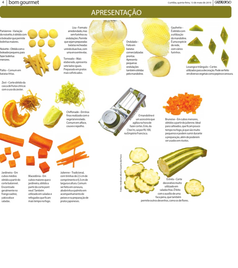 Tipos de Cortes de Legumes na Gastronomia | PDF | Batata | Alimentos