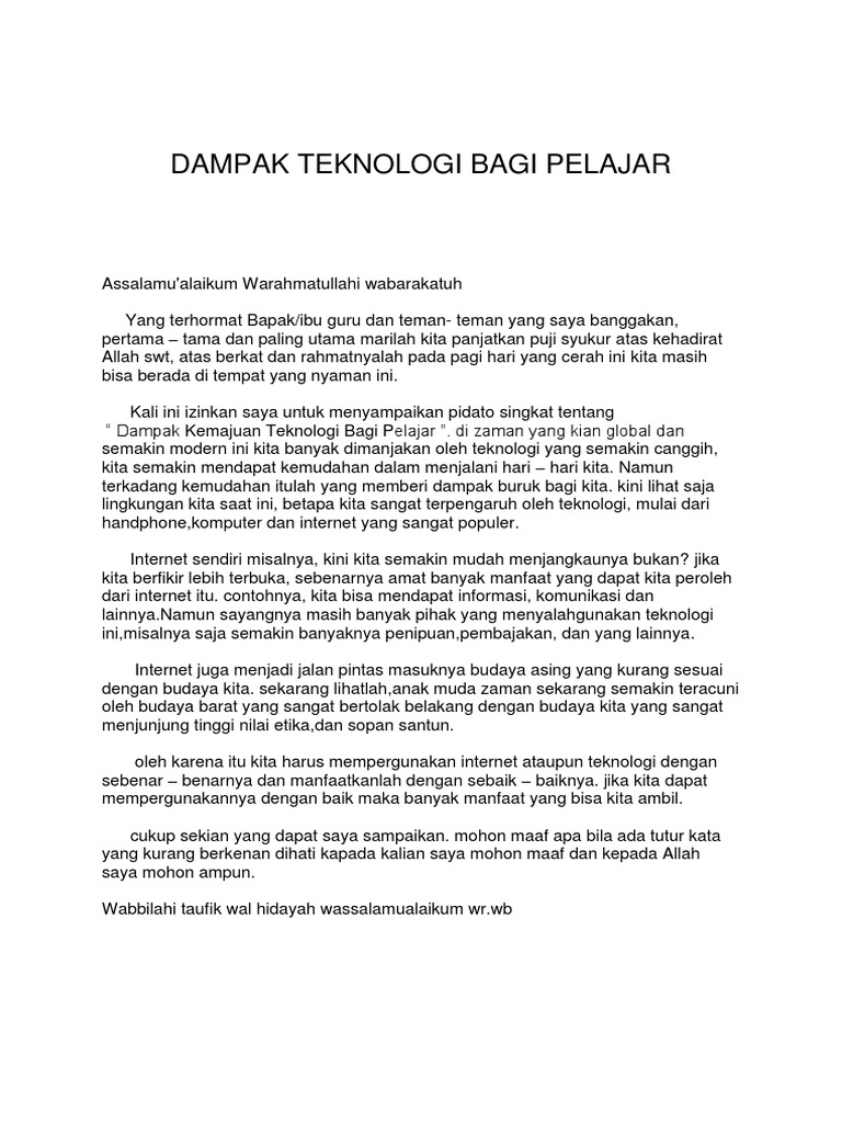 Pidato Dampak Teknologi Bagi Pelajar Tutorial Lif Co Id