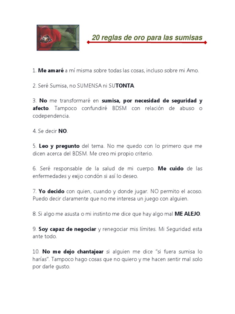 20 Reglas de Oro Para Las Sumisas Bdsm