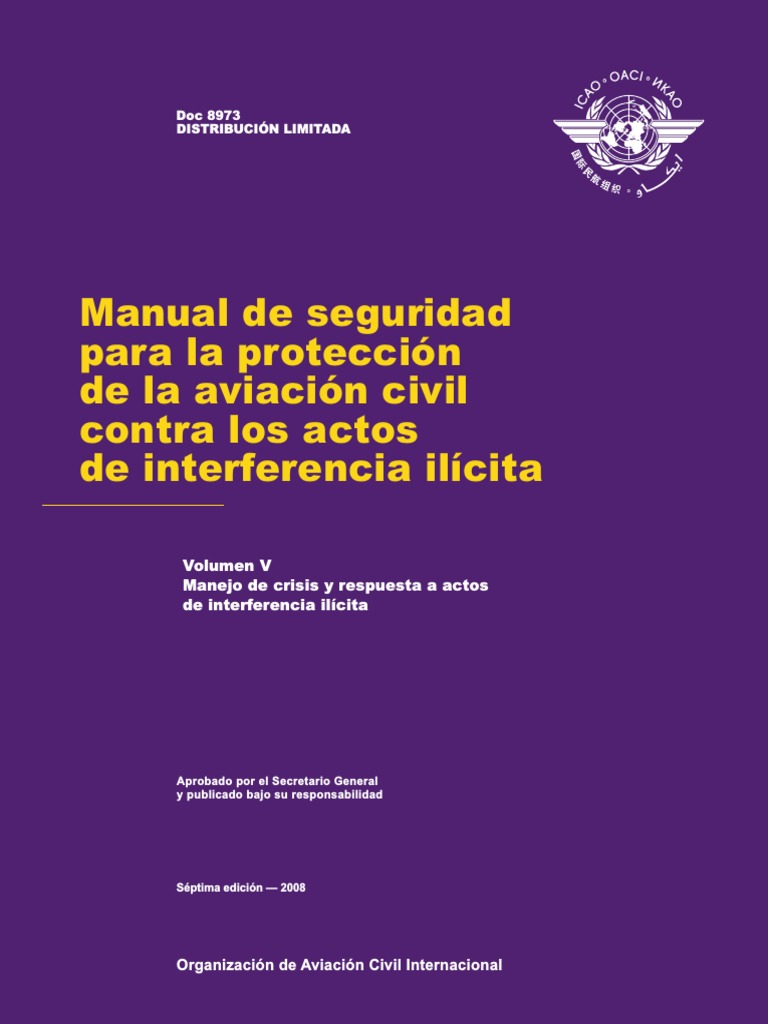 8973 Oaci Manual De Seguridad Para Proteccion De La Aviacion Civil Aeropuerto Aviacion