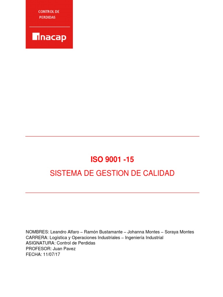 Control de Calidad ISO 9001:2015 | PDF | Gestión de la calidad | Iso 9000
