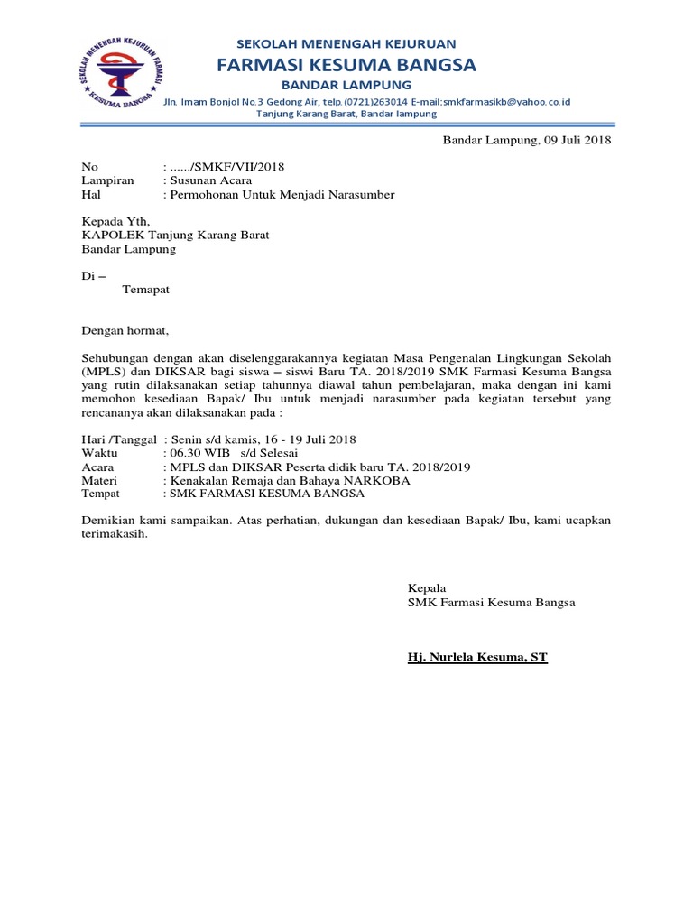 Surat Permohonan Pemateri Mpls