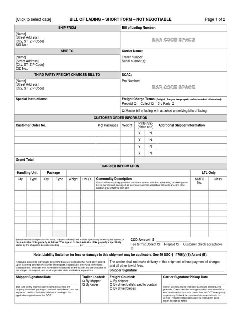 Bill Of Lading Master